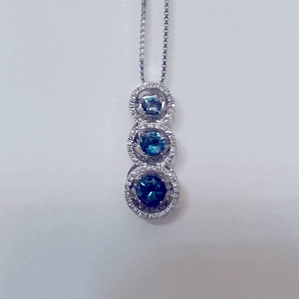 Blue/White Topaz 925 Necklace 3 tier with Chain